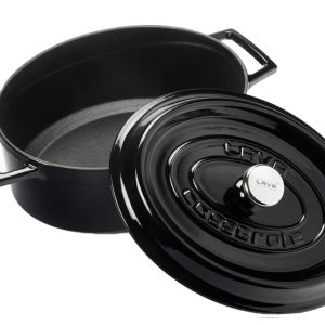 Lava Oval Casserole Black 29cm