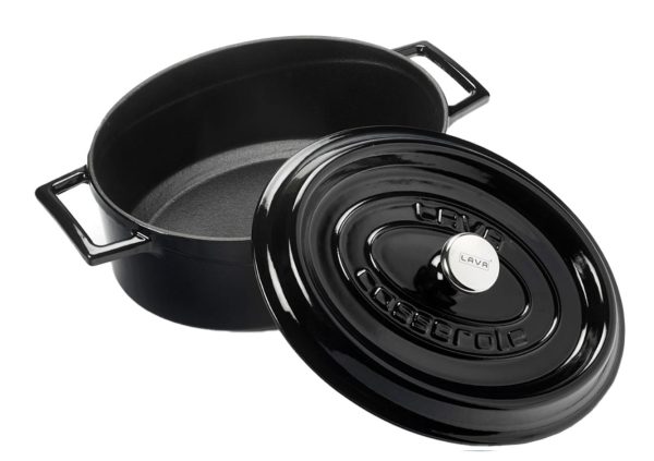 Lava Oval Casserole Black 29cm