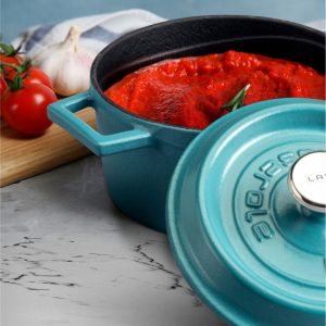 Lava Round Casserole 24cm Matt Turquoise – 4.49Lt