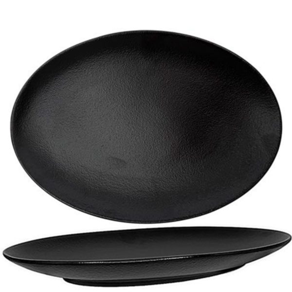 Nova Urban Texture Black Oval Plate 30 cm
