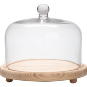 Straight Sided Dome with Wooden Base 23X31 cm